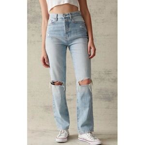 pacsun straight leg knee ripped light wash dad jeans